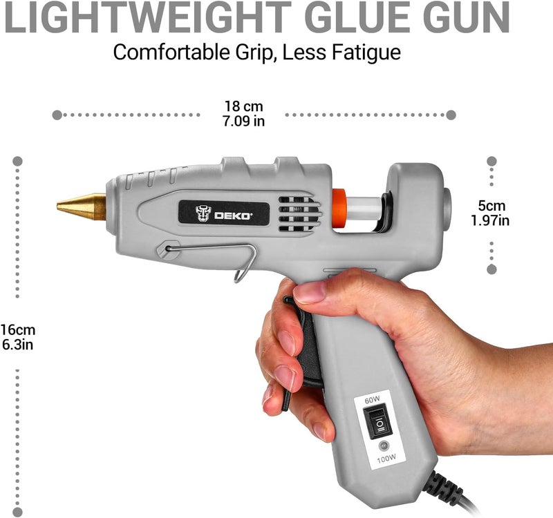 DEKOPRO Hot Glue Gun Full Size: 60/100Watt Dual Temp Hot Glue Gun Kit with 25 Glue Sticks, Organize Storage Case, Heavy Duty Heat Glue Gun Tool Set for Home Repair, Art & Crafts, DIY - Image 2